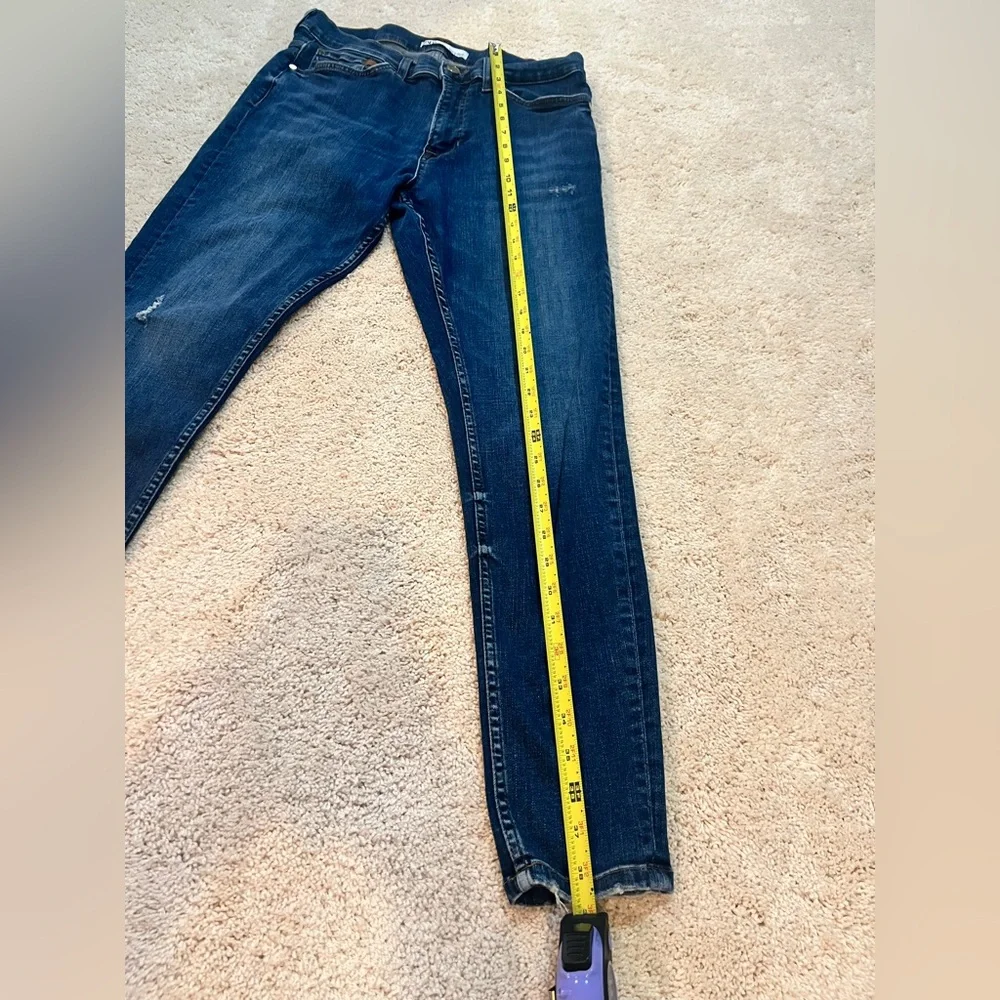 Mens Zara Dark Blue Weathered Skinny Jeans Size 32